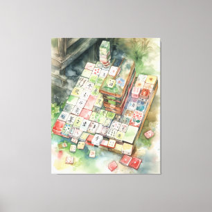 Watercolor Mahjong Art Canvas Print