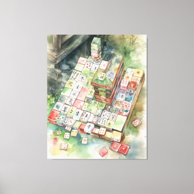 Watercolor Mahjong Art Canvas Print (Front)