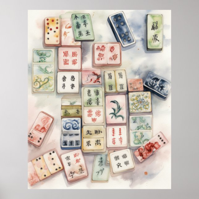 Watercolor Mahjong Art Print (Front)