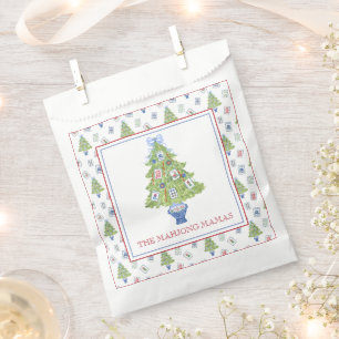 Watercolor Mahjong Christmas Tree Party Favour Bags