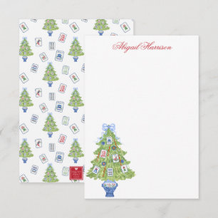 Watercolor Mahjong Christmas Tree Personalised Card