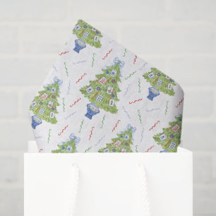 Watercolor Mahjong Christmas Tree Tissue Paper