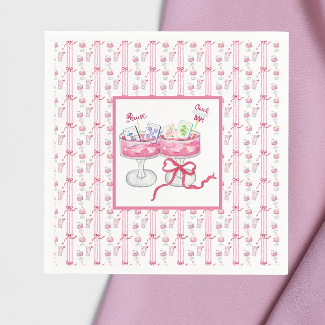 Watercolor Mahjong Grandmillennial Cocktail Party Napkin (Creator Uploaded)