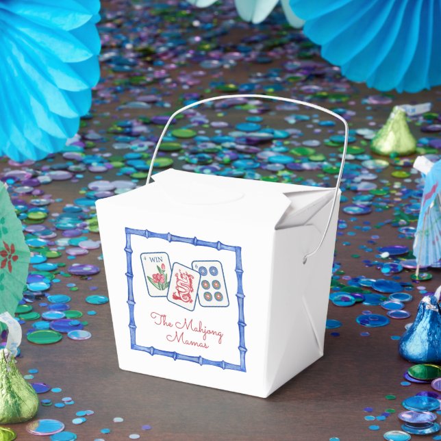 Watercolor Mahjong Tiles & Bows Enclosure Favour Box (Party)