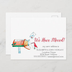 Watercolor Mailbox Christmas We Have Moved  Announcement Postcard