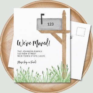 Watercolor Mailbox We've Moved Moving Announcement Postcard