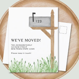 Watercolor Mailbox We've Moved Moving Announcement Postcard