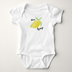 Watercolor “Main Squeeze” Lemon Baby Bodysuit