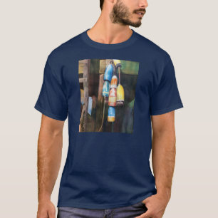Watercolor Maine Lobster Buoy Coastal Blue T-Shirt