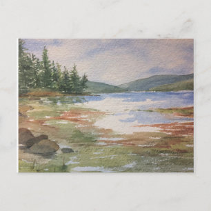 Watercolor Maine Low Tide Coastline Postcard