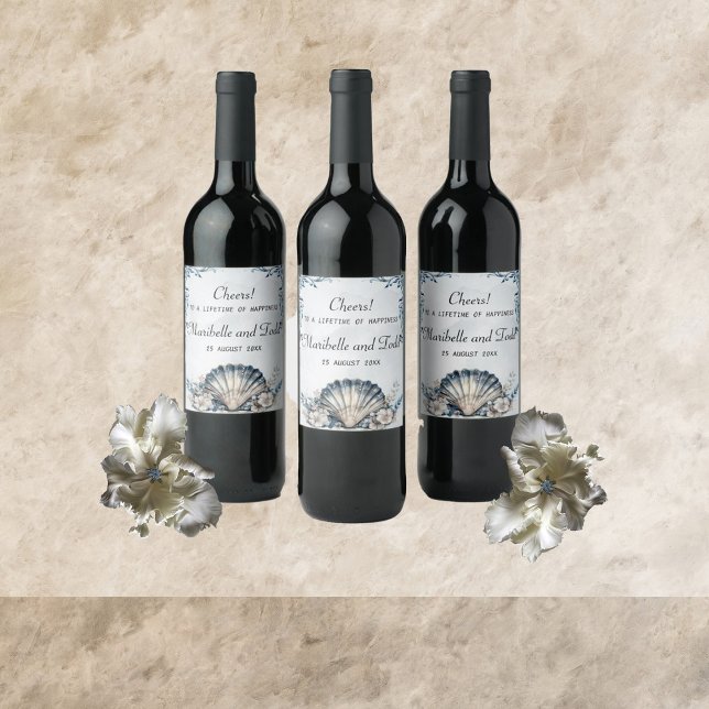 Watercolor Majestic Mia Wedding Wine Label (Creator Uploaded)