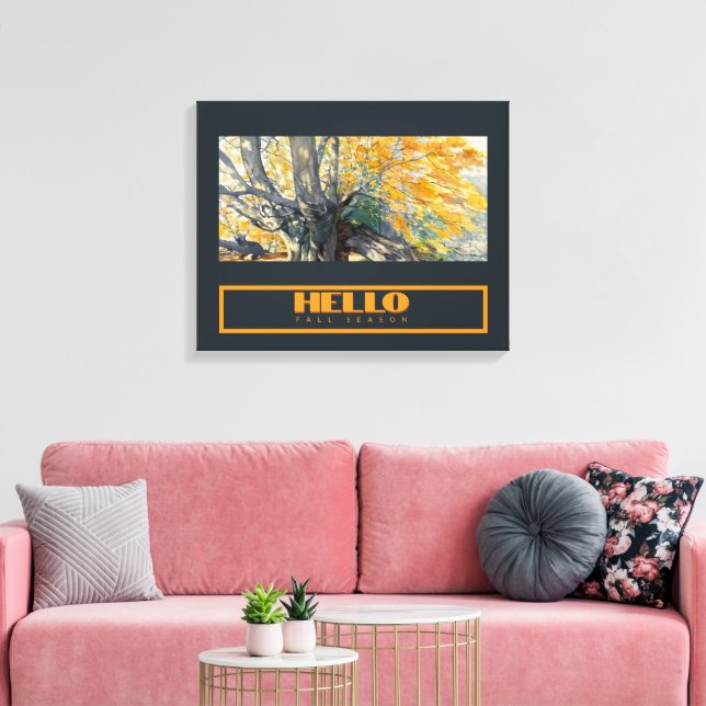 Watercolor Majestic Oak Tree In Fall  Canvas Print (Insitu(LivingRoom))