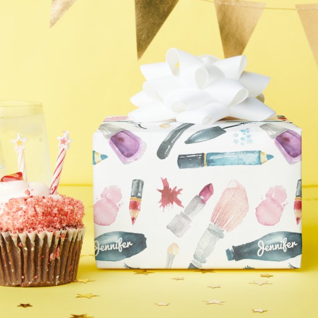 Watercolor Make Up Wrapping Paper (Birthday Party)