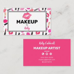 Watercolor Makeup Artist Glam Gold Pink Business Card