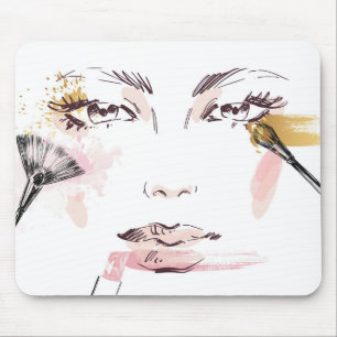 Watercolor Makeup Face Mouse Mat