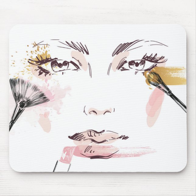 Watercolor Makeup Face Mouse Mat (Front)