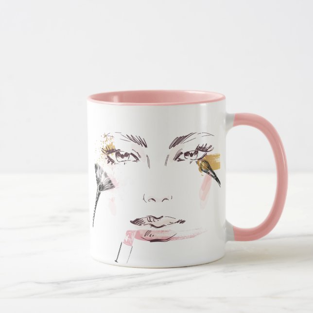 Watercolor Makeup Face Mug (Right)