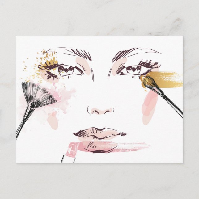 Watercolor Makeup Face Postcard (Front)