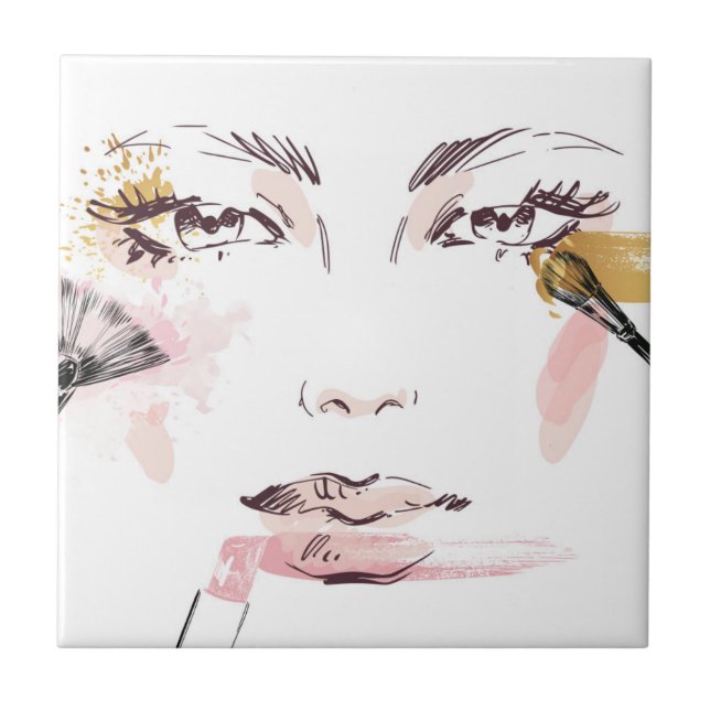 Watercolor Makeup Face Tile (Front)