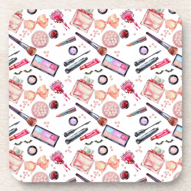Watercolor Makeup Pattern Coaster (Front)