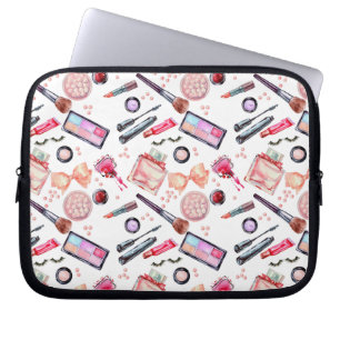 Watercolor Makeup Pattern Laptop Sleeve