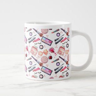 Watercolor Makeup Pattern Large Coffee Mug