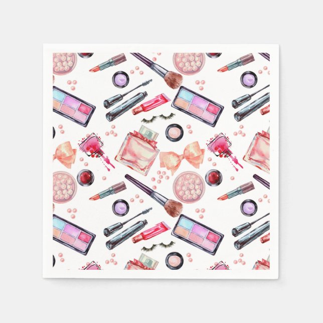 Watercolor Makeup Pattern Napkin (Front)