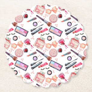 Watercolor Makeup Pattern Paper Coaster