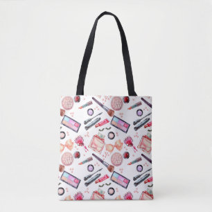 Watercolor Makeup Pattern Tote Bag