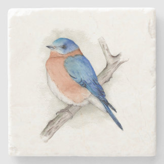 Watercolor Male Bluebird Stone Coaster