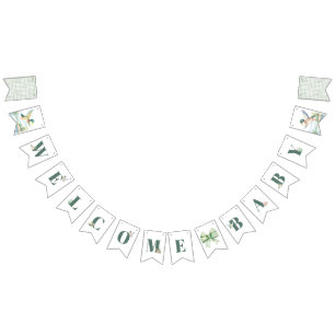 Watercolor Mallard Duck Baby Shower Bunting Flags