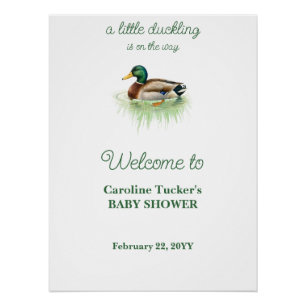 Watercolor Mallard Duck Baby Shower Poster