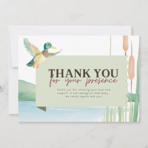Watercolor Mallard Duck Baby Shower Thank You Card