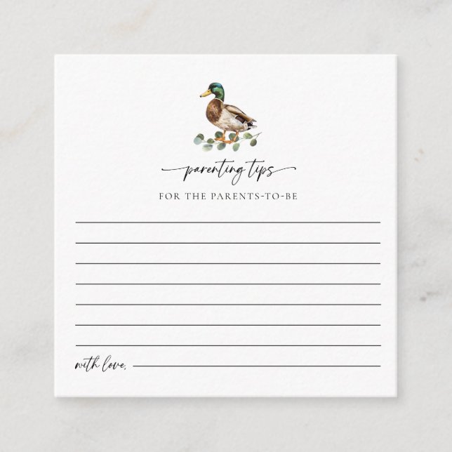 Watercolor Mallard Duck Parenting Tips  Enclosure Card (Front)