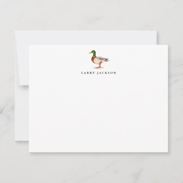 Watercolor Mallard Personalised Flat Card (Front)