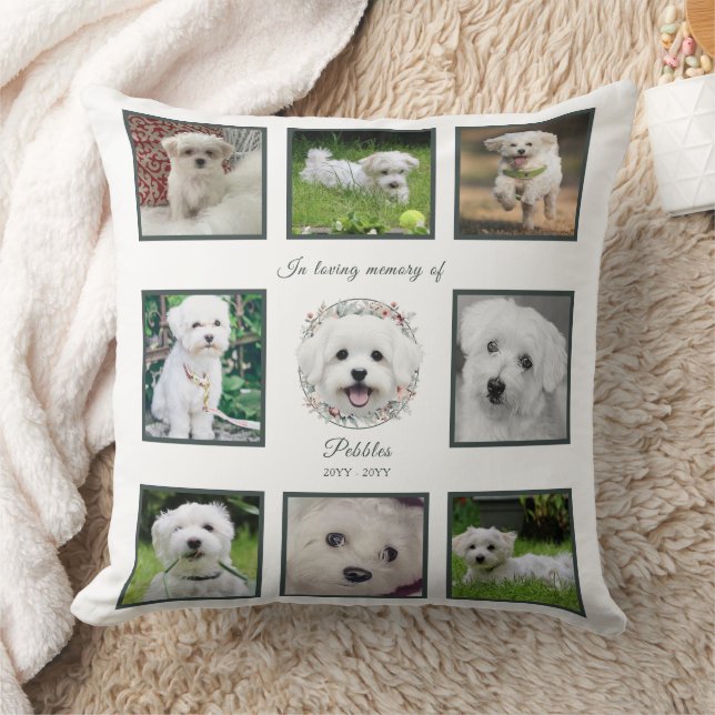 Watercolor Maltese and Floral Wreath Memorial Cushion (Blanket)