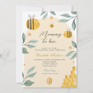 Watercolor Mama to Bee Honey Baby Shower Invitation