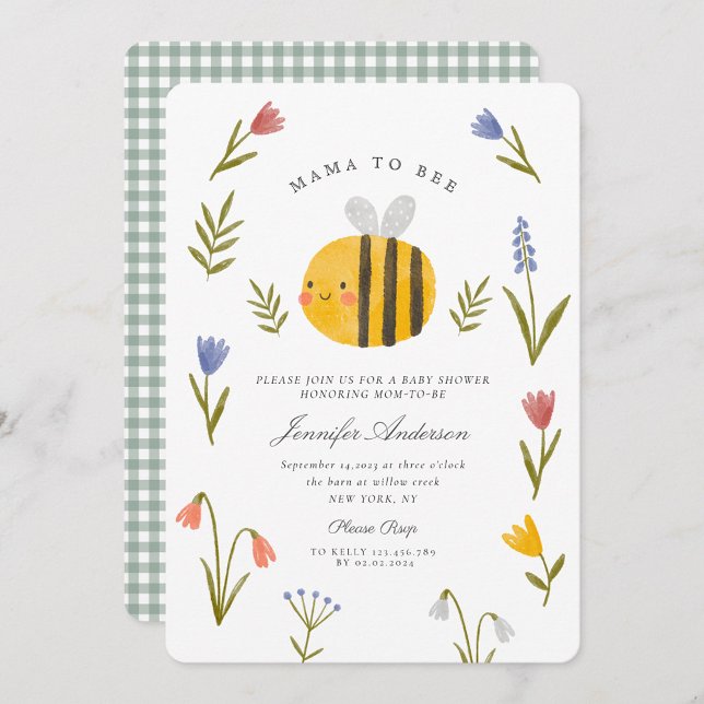 Watercolor Mama to bee Wildflowers Baby Shower Invitation (Creator Uploaded)