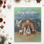Watercolor Manager Nativity Christmas Scene  Jigsaw Puzzle<br><div class="desc">This design may be personalised by choosing the Edit Design option. You may also transfer onto other items. Contact me at colorflowcreations@gmail.com or use the chat option at the top of the page if you wish to have this design on another product or need assistance. See more of my designs...</div>