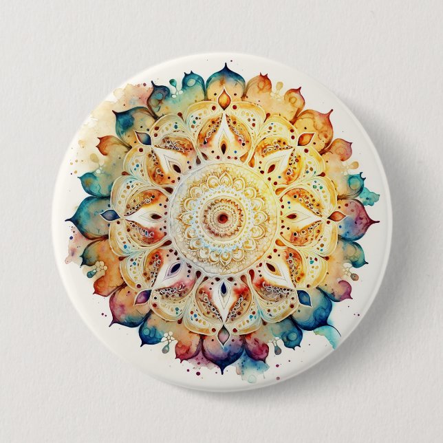 Watercolor Mandala 7.5 Cm Round Badge (Front)