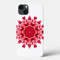 Watercolor Mandala Art - Red Rose Petals Flower Ca