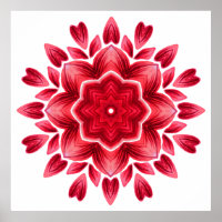 Watercolor Mandala Art - Red Rose Petals Flower