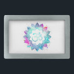 *~* Watercolor Mandala Lotus OM  AUM Symbol Belt Buckle<br><div class="desc">* An OM AUM Symbol Lotus Watercolor Mandala on a white background rectangle shape belt buckle. The mandala colours are turquoise, purples blues and pinks* Here for you is a strikingly beautiful new age metaphysically spiritually inclined eye-catching design likely to inspire meditation and calm contemplation. It can make a perfect...</div>