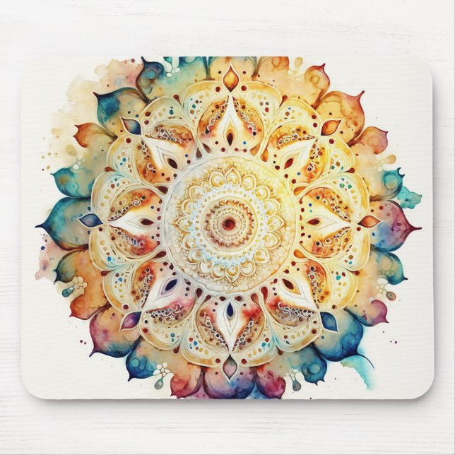 Watercolor Mandala Mouse Mat (Front)