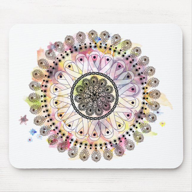 Watercolor Mandala Mouse Mat (Front)