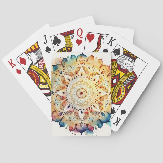 Watercolor Mandala Playing Cards (Back)