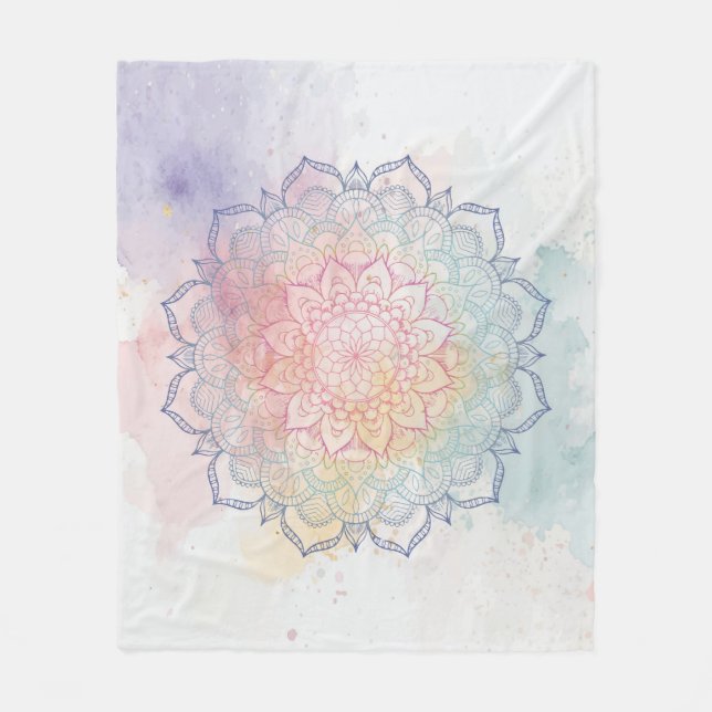 Watercolor Mandala Throw Blanket (Front)