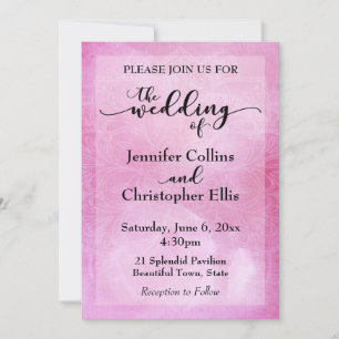 Watercolor Mandala Wedding Invitation in Deep Pink