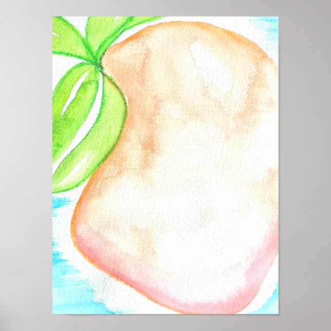 Watercolor Mango Hand Painted Tropical Kitchen Poster (Front)