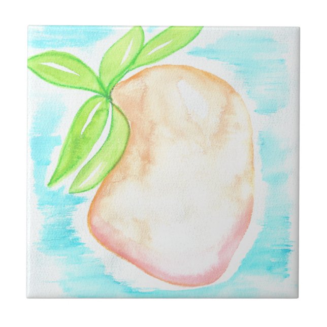 Watercolor Mango Hand Painted Tropical Kitchen    Tile (Front)